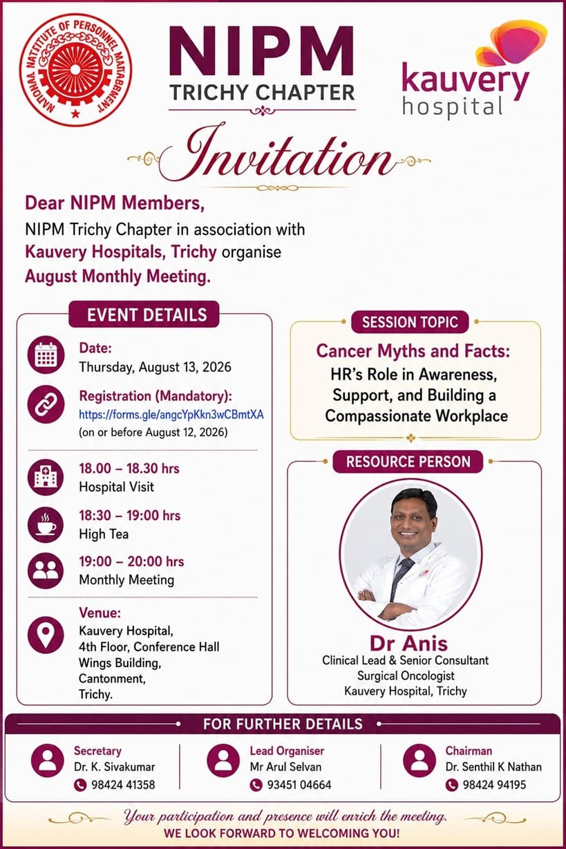 NIPM Trichy August Monthly Meeting
