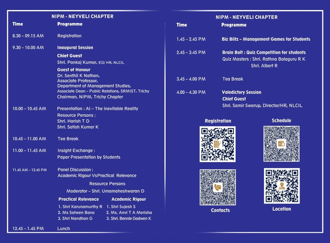 STUNA iGNiTE 2026 : Finding Focus, Forging Future One Day Students Management Conference on 21.08.2026 organized by NIPM, Neyveli Chapter image 2